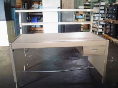 Electronic and shop workbench w/ power strip and riser