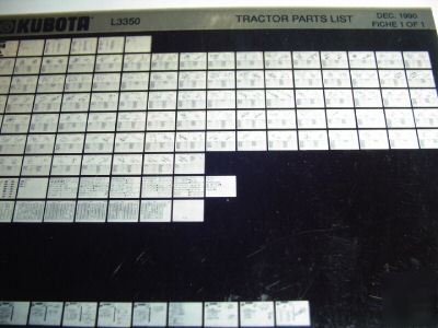 Kubota L3350 tractor parts catalog book microfiche