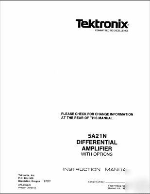 Tek tektronix 5A21N operation & service manual