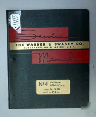 Warner & swasey service manual no.4 turret lathe: