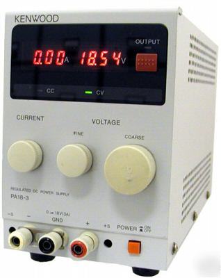 Kenwood PA18-3 regulated dc power supply 0-18V @ 0-3A