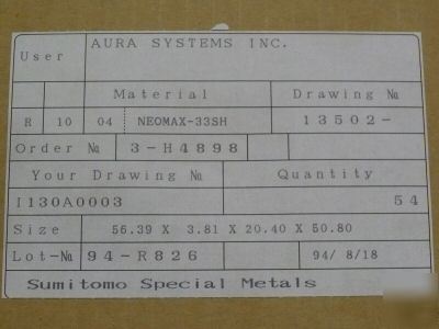 New lot 54 aura systems inc. neomax-33SH magnets * *
