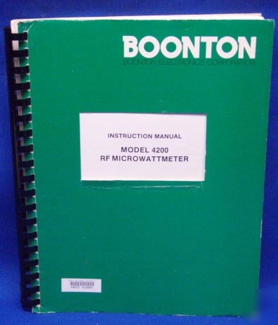Boonton 4200 rf microwattmeter manual w/ schematics