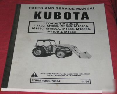 Kubota L1720 M1830 M1840 M1850 M1860 service parts book