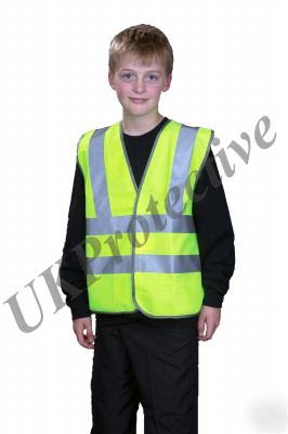 Hi vis double bands yellow children waistcoat -medium