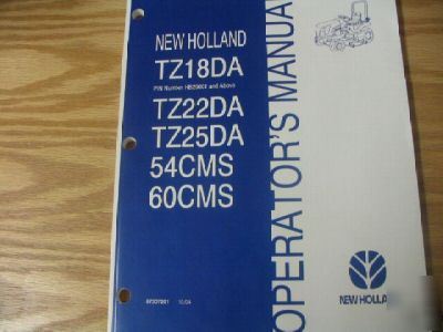 New holland TZ18DA TZ22DA TZ25DA 54CMS operators manual