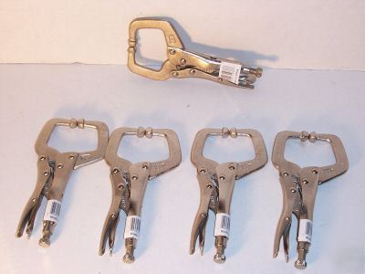 5 pc 6'' locking c clamp w pad metal work holding tools