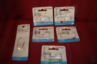 6 assorted packages 1@ 5MM leds radioshack