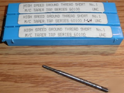 New 3PC presto 1 x 64 hs ground thread short taper tap