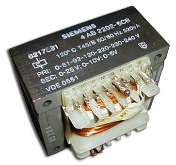 Siemens transformer 0 to 25 volts secondary 320 va