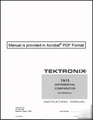 Tek 7A13 service/op manual s/n B20000-up w/all pages 
