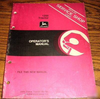 John deere 1250 tractor operator's manual jd book