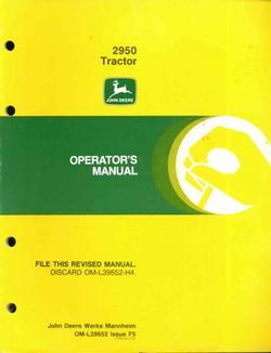 John deere tractor operator's manual for 2950 tractors