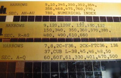 Ih 7 to 500 & cub harrow parts catalog microfiche
