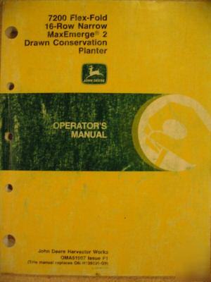 John deere 7200 flex fold 16N drawn planter ops manual