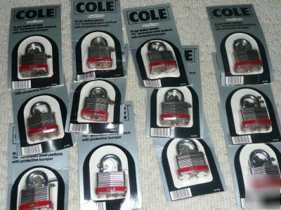 Lot of 24 cole 1 1/2 inch laminated steel padlocks