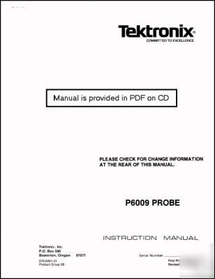 Tek P6009 probe instruction manual 070-0401-01