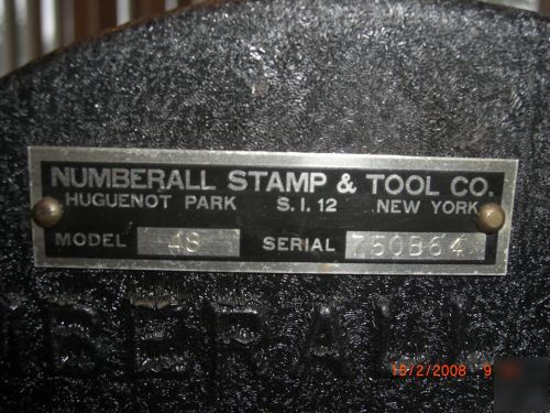 Numberall nameplate stamping press model #48 (relist)