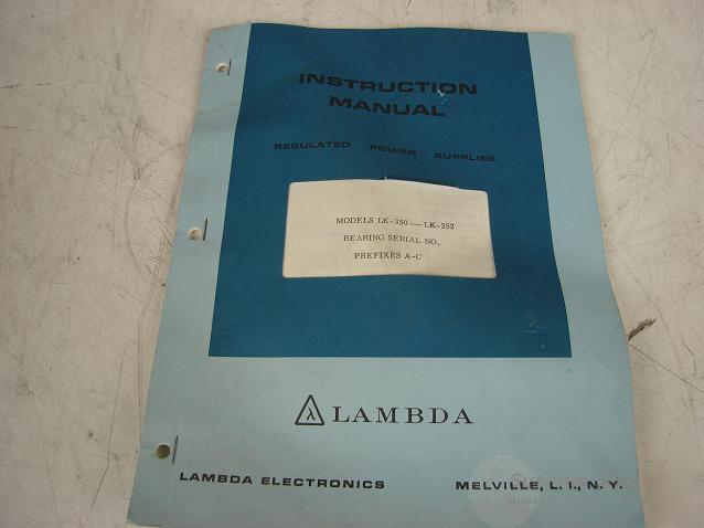Lambda lk-350--LK352 series instruction manual