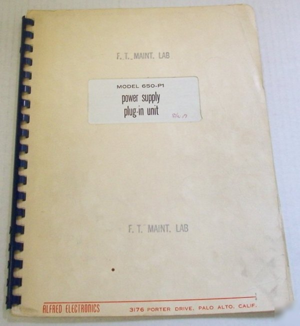 Alfred electronics 650-P1 operating and service manual