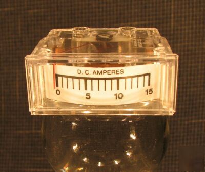 Dc amp meter , analog , panel mount , 0-15 amps