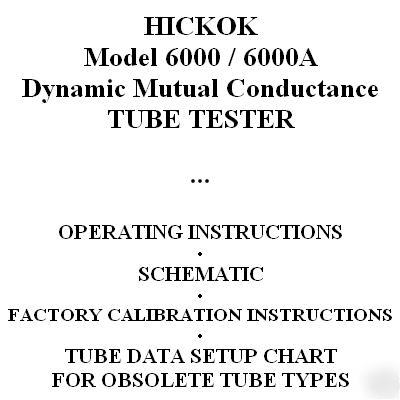 Manual+setup data hickok 6000 6000A tube tester checker