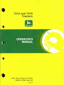 John deere operators manual for 7210 7410 tractors good