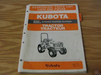 Kubota B1700HSD B2100HSD B2400HSD tractor parts manual