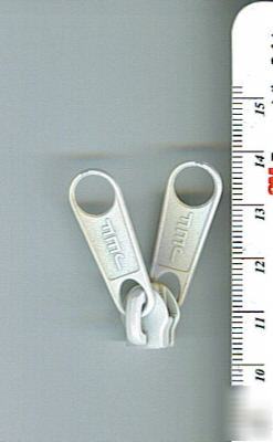 #5 coil zipper 2-tab reversible pulls white 100 pce lot