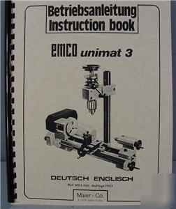 Emco unimat 3 operating inst. & parts manual