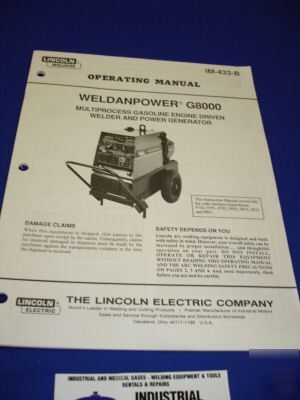 Lincoln electric G8000 operating manual IM433B