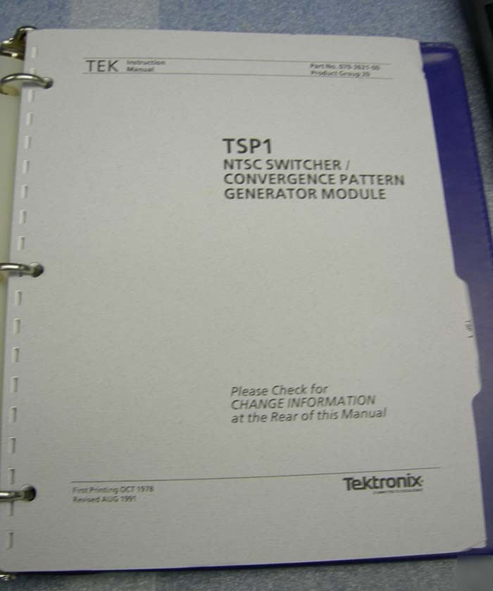 Tektronix TSP1 ntsc switcher generator module manual