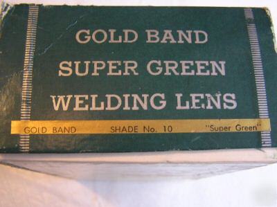 Welders filter lens gold band super green vintage