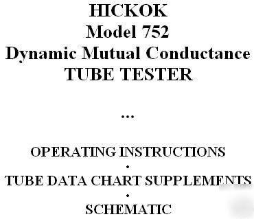 Manual + supplements for hickok 752 tube tester checker