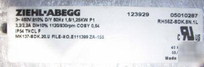 Ziehl-abegg 1120/930 rpm super powerful motor or fan