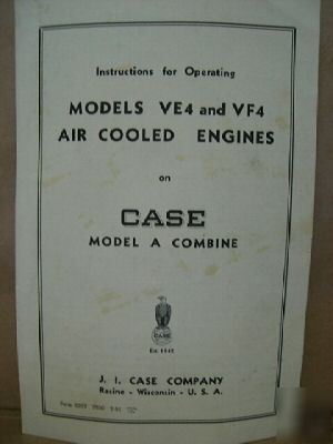 Ephemera case model a combine operating inst. VE4 & VF4