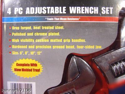 Grip handle 4PC adjustable wrench set tool combo kit 