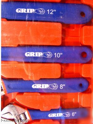 Grip handle 4PC adjustable wrench set tool combo kit 