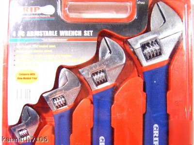 Grip handle 4PC adjustable wrench set tool combo kit 