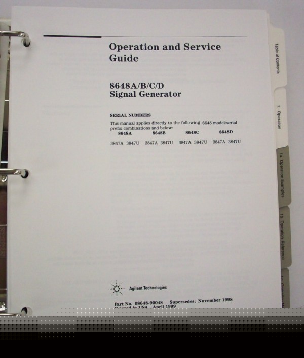 Hp 8648A sig generator operating and service manual