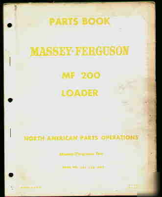 Massey-ferguson mf 200 loader parts book 1966 catalog