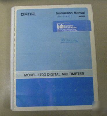 Operation/service manual, dana #4700 digital multimeter