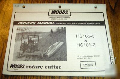 Woods HS105-3 HS106-3 mower operators parts manual book