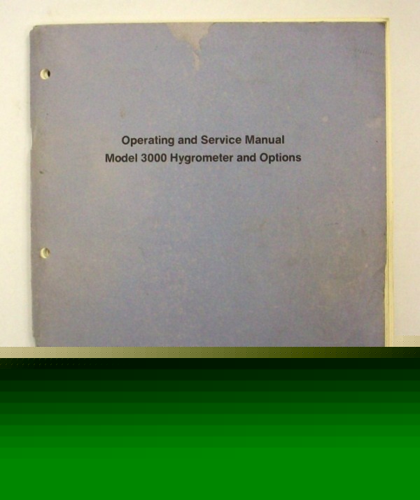 Panametrics 3000 hygrometer operation service manual