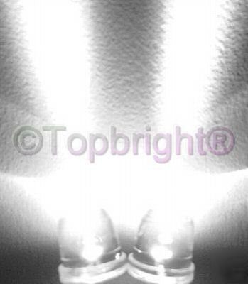 100 pcs mega bright white led 10MM 130,000 mcd f/r