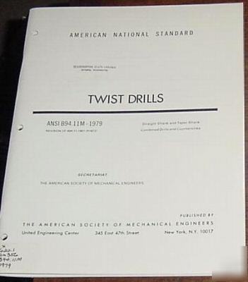 Ansi asme standard for twist drills, straight taper 