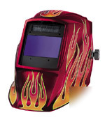 Miller elite auto-darkening helmet - flame red