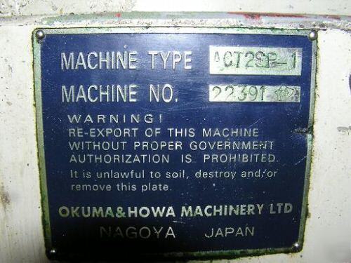 Okuma & howa ACT2SP1 twin spindle lathe, ot fanuc, 1994