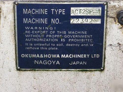 Okuma & howa ACT2SP1 twin spindle lathe, ot fanuc, 1994