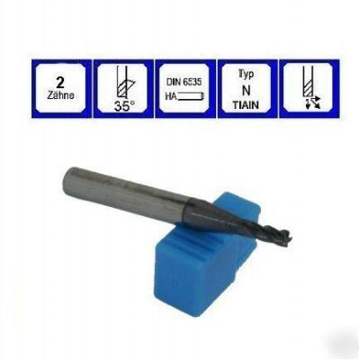 End mill 1.00 mm 2 flute 35Â° tiain vhm